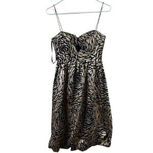 Vivienne Tam Women's Black/Tan Silk/Cotton A-Line Dress Sz 2